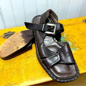 Barneys NY Purchased Made in Italy Dark Brown Buckle Sandals